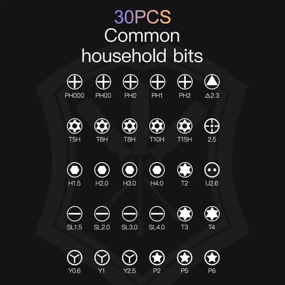 Set of 30 common household bits with labels.
